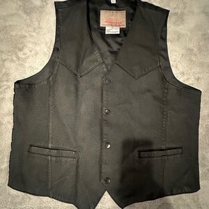 Vintage Permit Platinum Men's Black 100% Real Leather Motorcycle Vest Sz XL